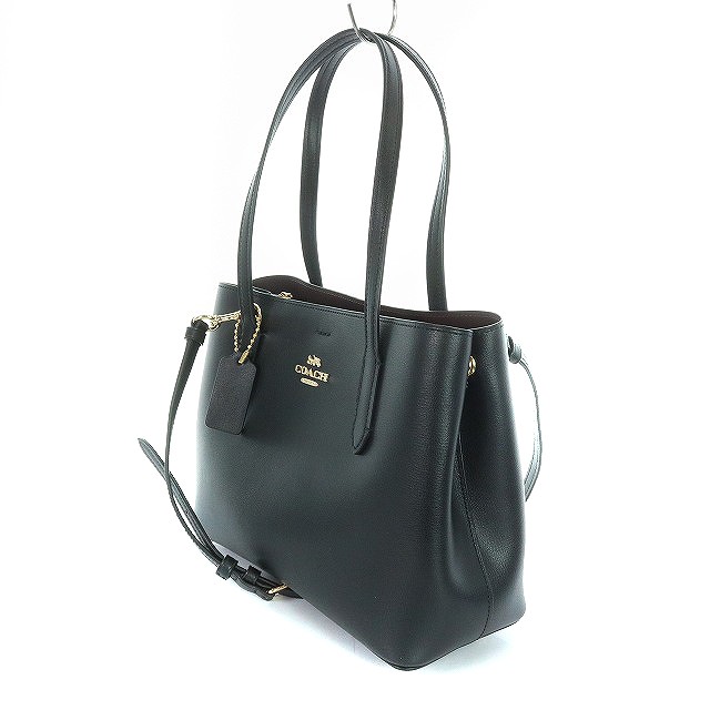 コーチ COACH ミニ アベニュー キャリーオール 2WAY ショルダーバッグ ハンドバッグ レザー 黒 ブラック /HZ14 ■GY99 レディース