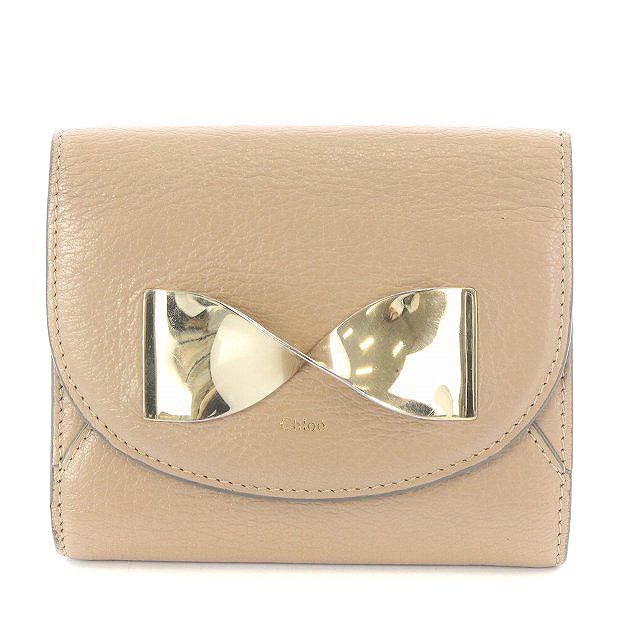 クロエ CHLOE 二つ折り財布 小銭入れ ウォレット レザー リボン  