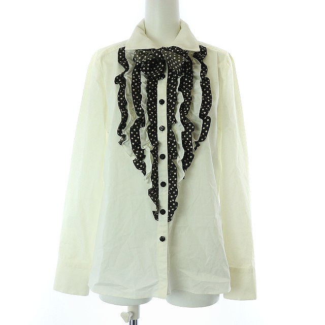 オースチン リード Austin Reed ブラウス シャツ カットソー 長袖 リボン 水玉柄 ドット柄 38 M 白 ホワイト 黒 ブラック Hz33 Ec レディース 165 ベクトルパーク