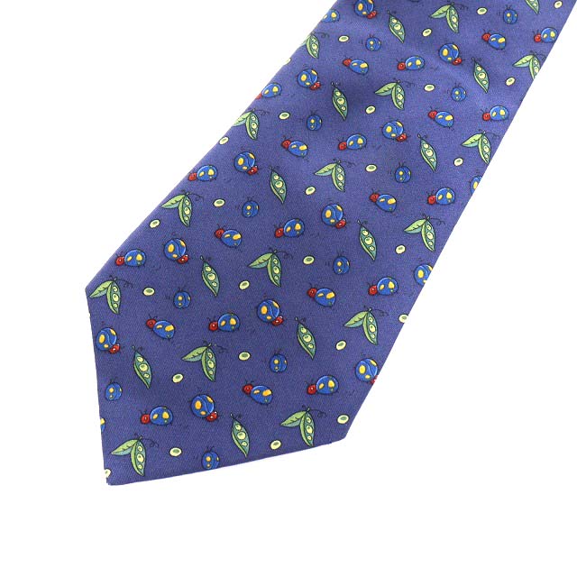 エルメス HERMES 7799 ワイドタイ ネクタイ シルク 絹 てんとう虫 総柄