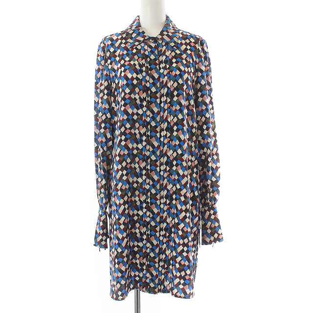 トリーバーチ TORY BURCH ワンピース ひざ丈 長袖 総柄 シャツ 絹  