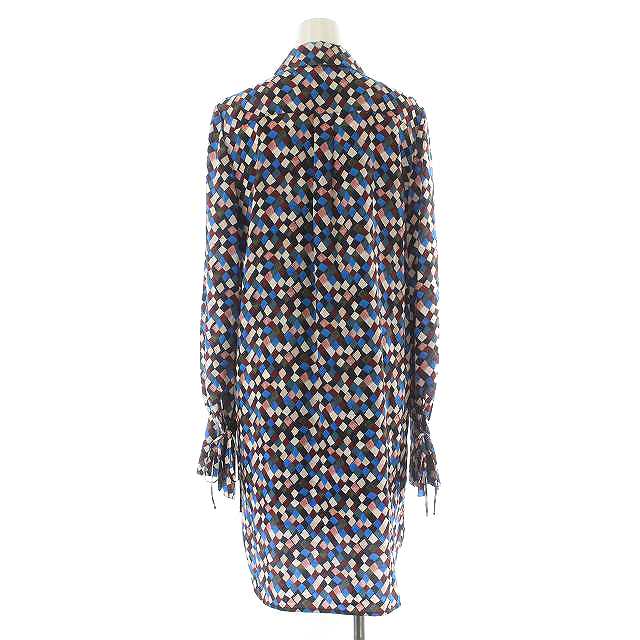 トリーバーチ TORY BURCH ワンピース ひざ丈 長袖 総柄 シャツ 絹  