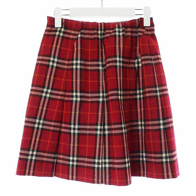 バーバリー ロンドン BURBERRY LONDON フレアスカート ひざ丈 チェック柄 ウール 160A キッズ M 赤 レッド /HZ6 ■EC キッズ