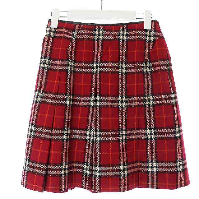 バーバリー ロンドン BURBERRY LONDON フレアスカート ひざ丈 チェック柄 ウール 160A キッズ M 赤 レッド /HZ6 ■EC キッズ