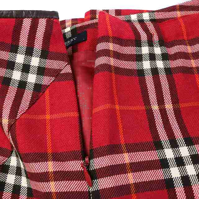 バーバリー ロンドン BURBERRY LONDON フレアスカート ひざ丈 チェック柄 ウール 160A キッズ M 赤 レッド /HZ6 ■EC キッズ