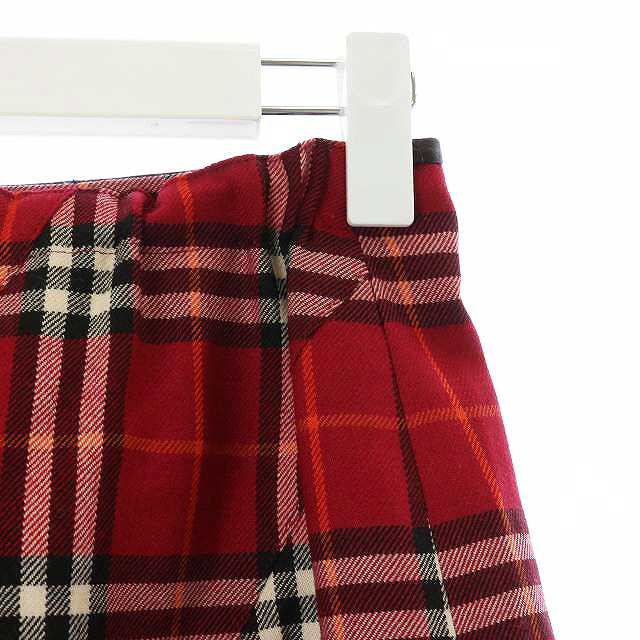バーバリー ロンドン BURBERRY LONDON フレアスカート ひざ丈 チェック柄 ウール 160A キッズ M 赤 レッド /HZ6 ■EC キッズ