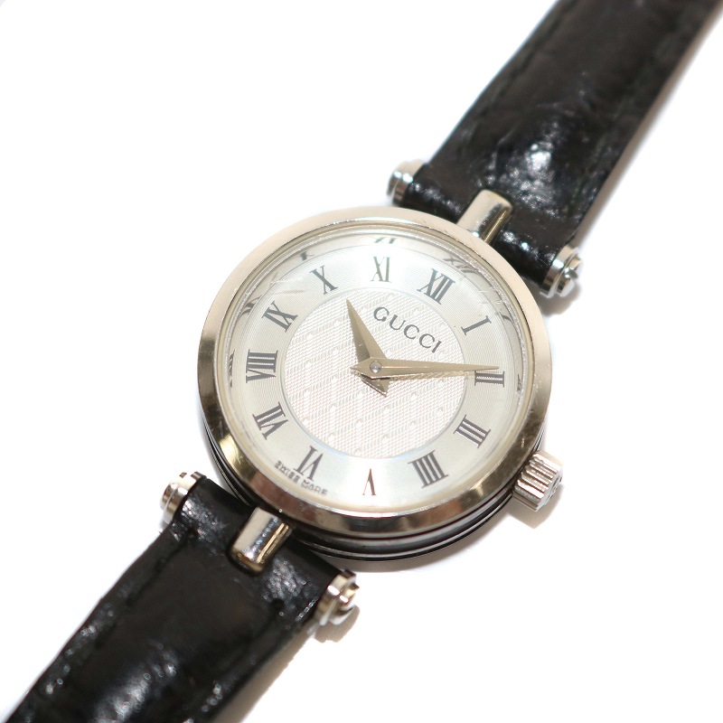 グッチ Gucci シェリーライン 腕時計 アナログ 2針 クォーツ 革ベルト シルバー色 黒 ブラック 40l An4 Gy05 Oh レディース 165 ベクトルパーク