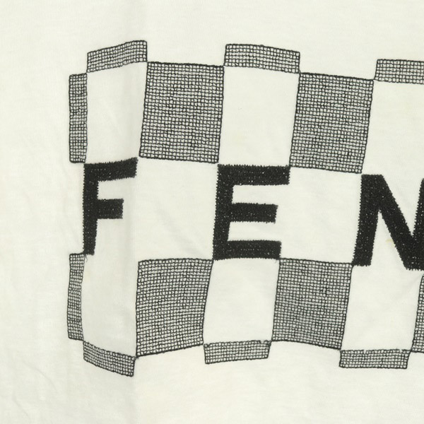FENDI 半袖Tシャツ 44 ホワイト チェッカー ろご Tシャツ コットン ホワイト | Fendi