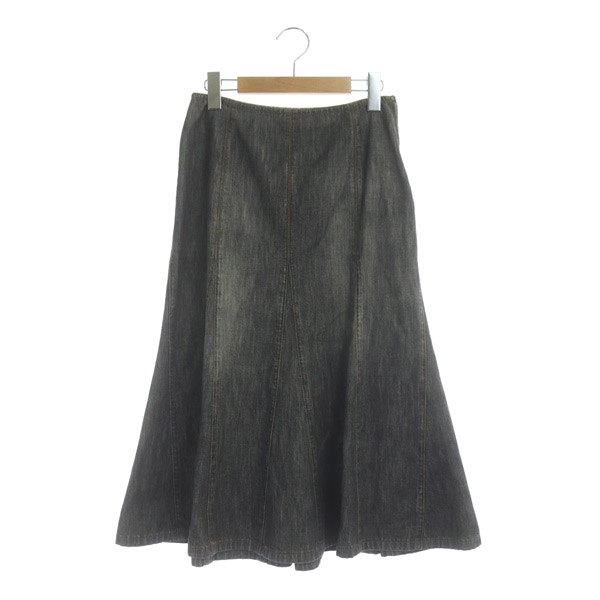 バーバリー BURBERRY デニムスカート ロング マーメイド 7AP 黒  