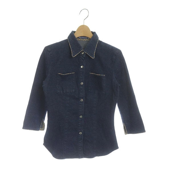 バーバリーブルーレーベル BURBERRY BLUE LABEL デニムシャツ 七分袖 