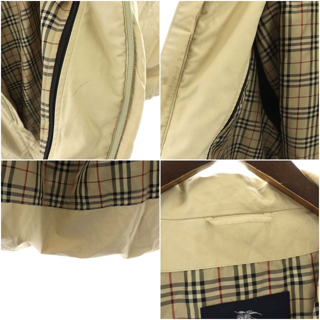 美品☆バーバリーロンドン ノーカラージャケット メガチェック ベージュ 40 美品☆バーバリーロンドン ノーカラージャケット メガチェック