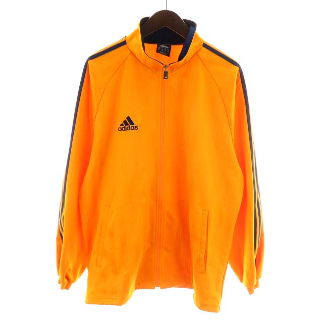 アディダス adidas ジャージ ロゴ ジップアップ M オレンジ 青 ブルー 