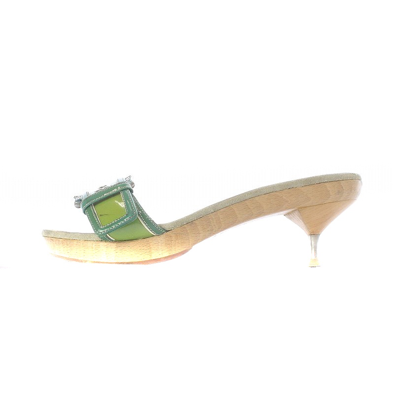 PRADA グリーン ミュールサンダル