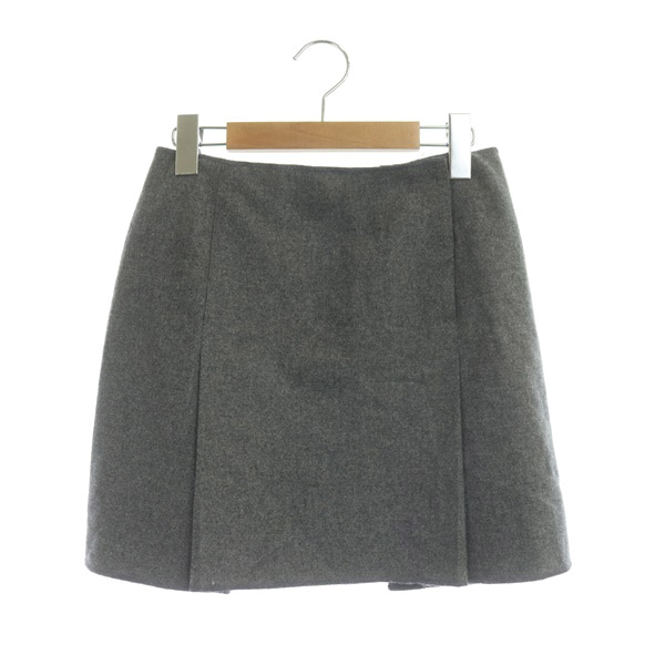 ミュウミュウ miumiu ミニスカート プリーツ ウール 40 グレー /MY  