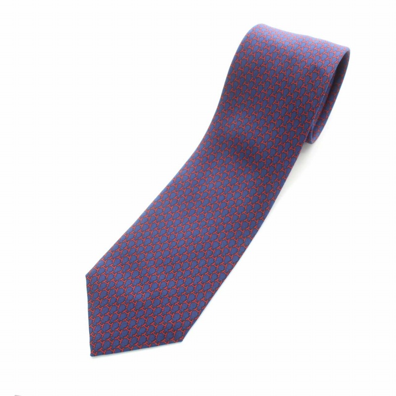 エルメス HERMES ネクタイ 総柄 シルク 紺 ネイビー フランス製 【公式 エルメス HERMES ネクタイ 総柄 シルク 紺 ネイビー フランス製 【公式