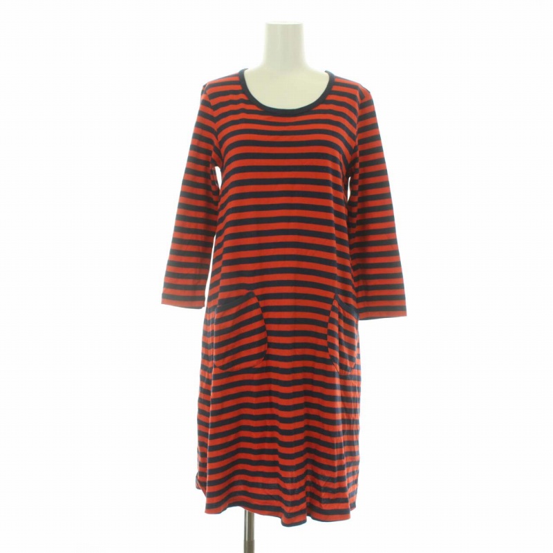 マリメッコ marimekko タサライタ TIIA ボーダー ワンピース 七分袖 