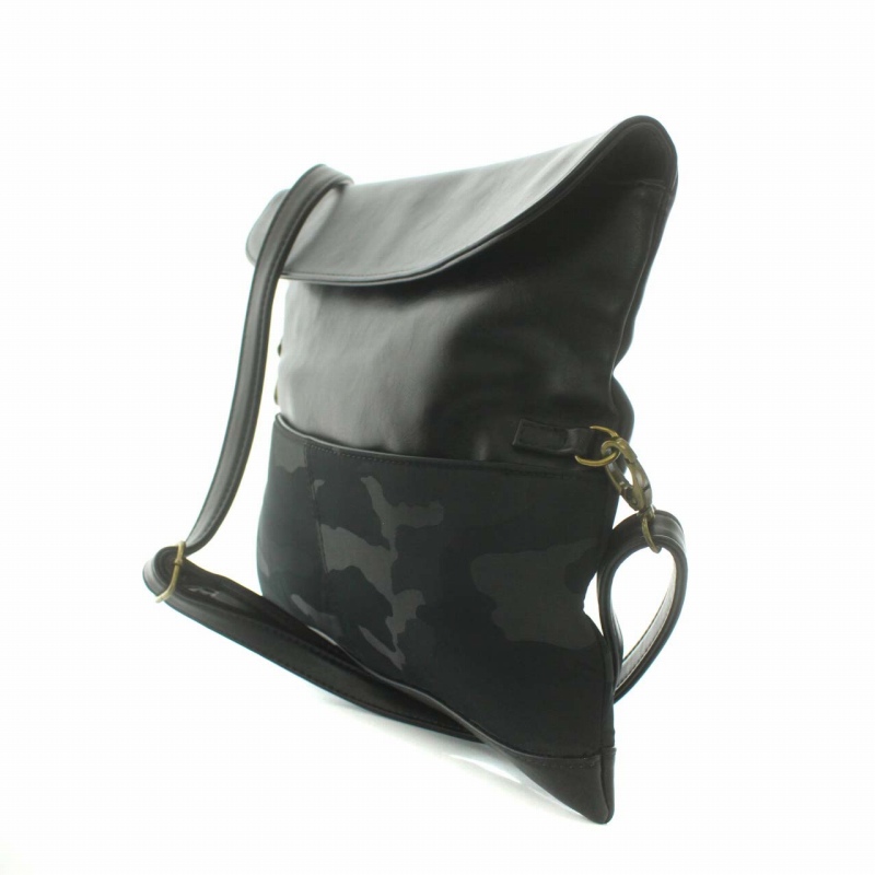 ナノユニバース Nano Universe ワンショルダーバッグ クラッチバッグ セカンドバッグ 2way カモフラ 迷彩柄 切替 フェイクレザー 黒 ブラック St Gy03 メンズ 165 ベクトルパーク