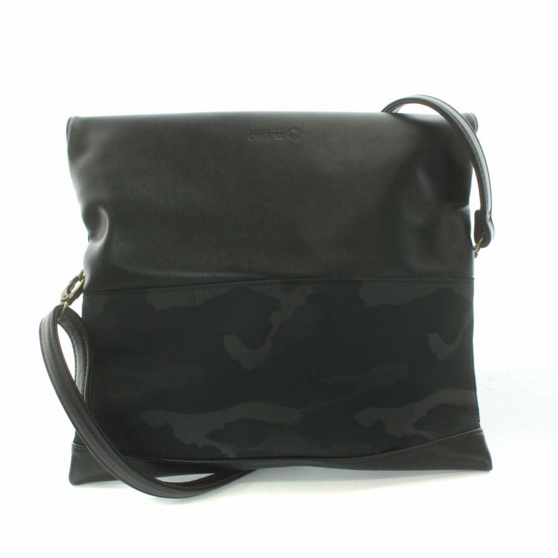 ナノユニバース Nano Universe ワンショルダーバッグ クラッチバッグ セカンドバッグ 2way カモフラ 迷彩柄 切替 フェイクレザー 黒 ブラック St Gy03 メンズ 165 ベクトルパーク