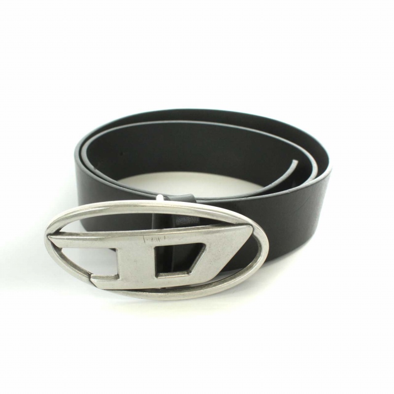ディーゼル DIESEL ベルト ロゴ 装飾 レザー 85/34 黒 ブラック /ST