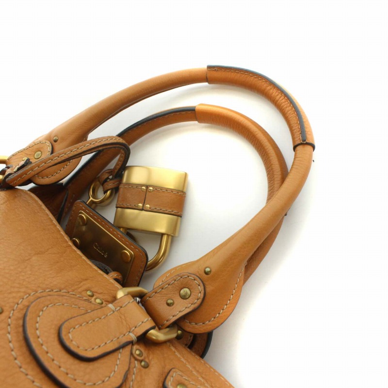 クロエ CHLOE パディントン ハンドバッグ 南京錠 レザー キャメル 01