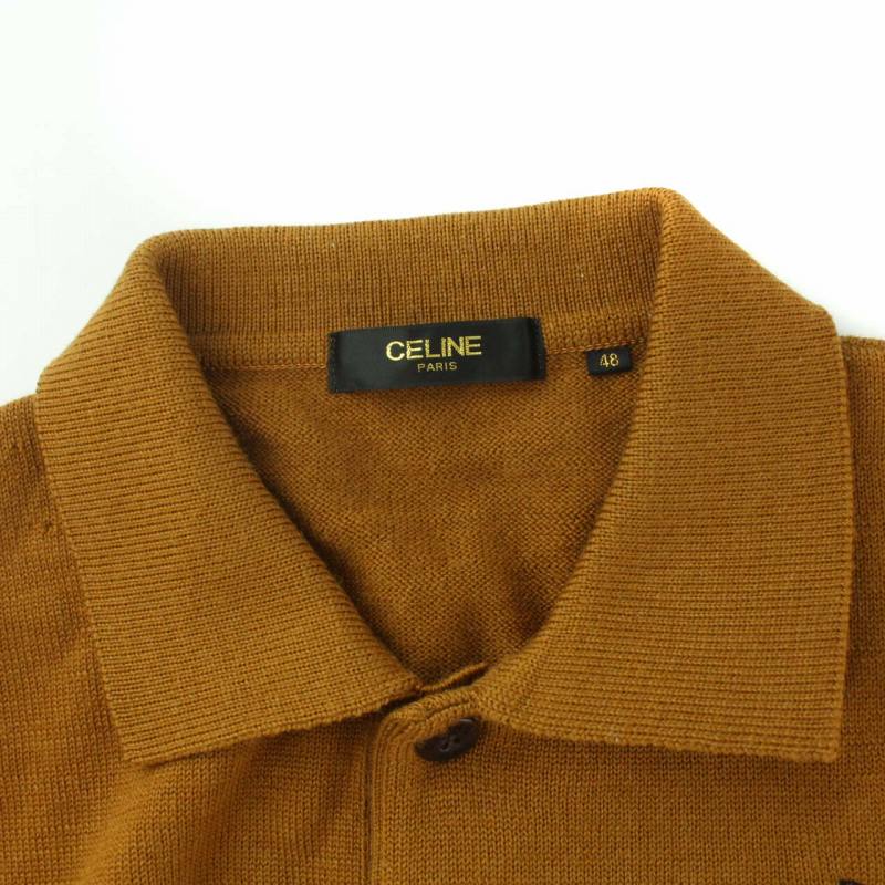 セリーヌ CELINE ヴィンテージ ポロシャツ ニット 長袖 乗馬 プリント 
