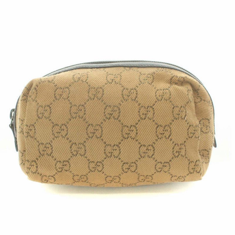 グッチ GUCCI コスメポーチ 化粧ポーチ GGキャンバス GG柄 ベージュ 茶 