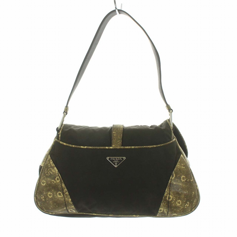 プラダ PRADA テスート ワンショルダーバッグ 三角プレート パイソン型 
