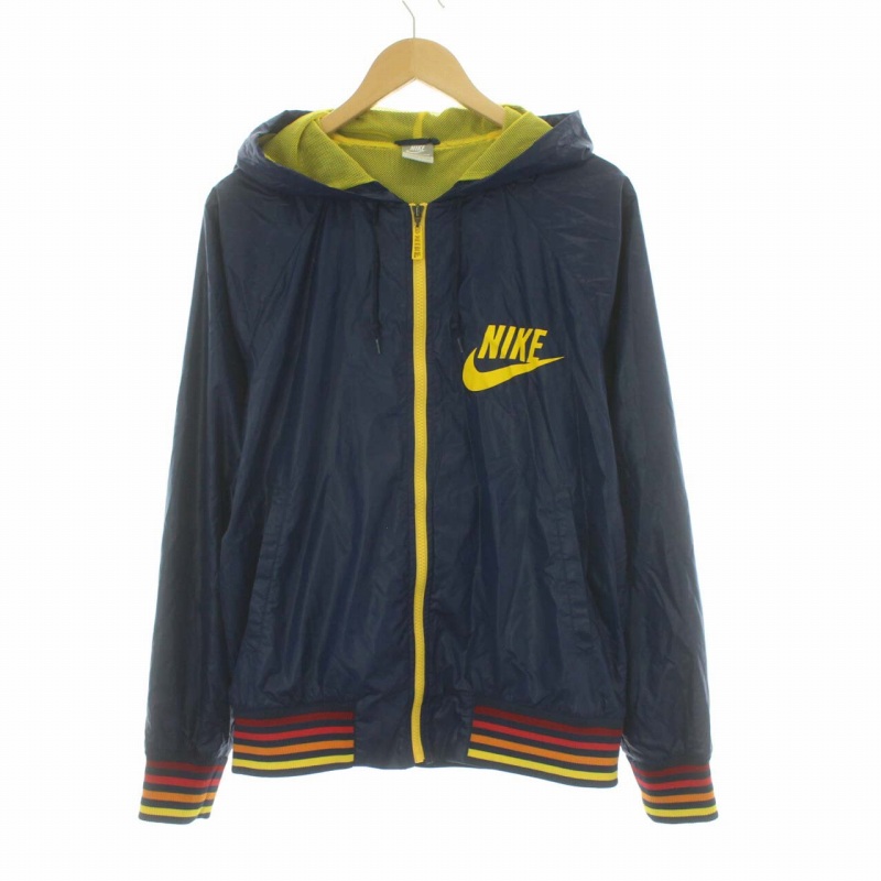 ナイキ NIKE マウンテンパーカー ジップアップ 裏地メッシュ ロゴ L 紺