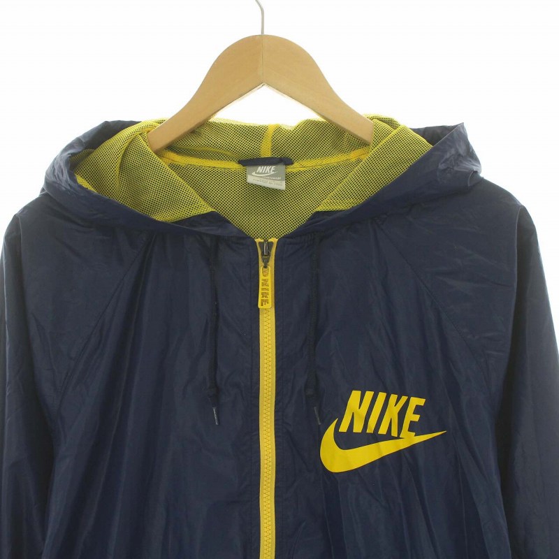 ナイキ NIKE マウンテンパーカー ジップアップ 裏地メッシュ ロゴ L 紺