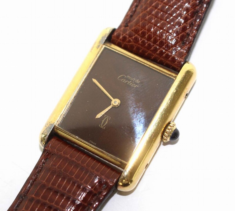 カルティエ Cartier ARGENT 925 PLAQUE OR G 20M マスト タンク 腕時計  