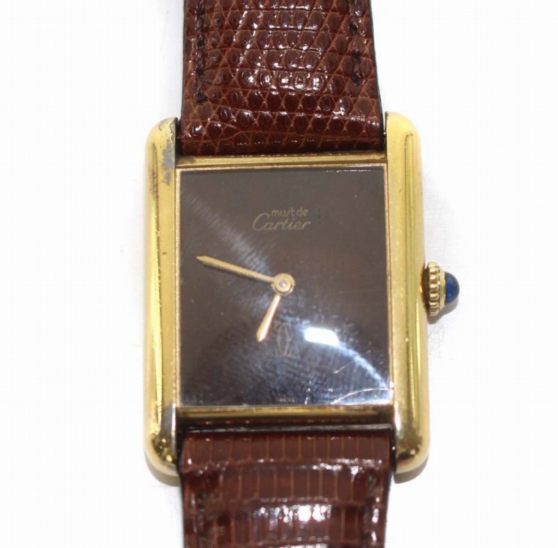 カルティエ Cartier ARGENT 925 PLAQUE OR G 20M マスト タンク 腕時計  