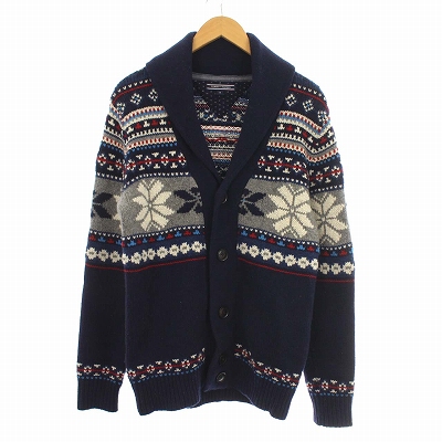 トミーヒルフィガー TOMMY HILFIGER ジャガードニットショールカラー 