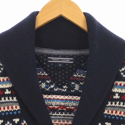 トミーヒルフィガー TOMMY HILFIGER ジャガードニットショールカラー 
