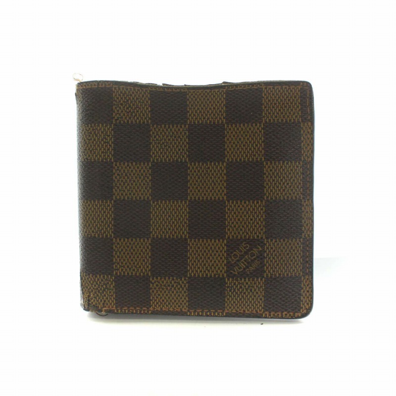 ルイヴィトン 折財布 ダミエ エベヌ ポルトフォイユ マルコ 茶（ルイ  