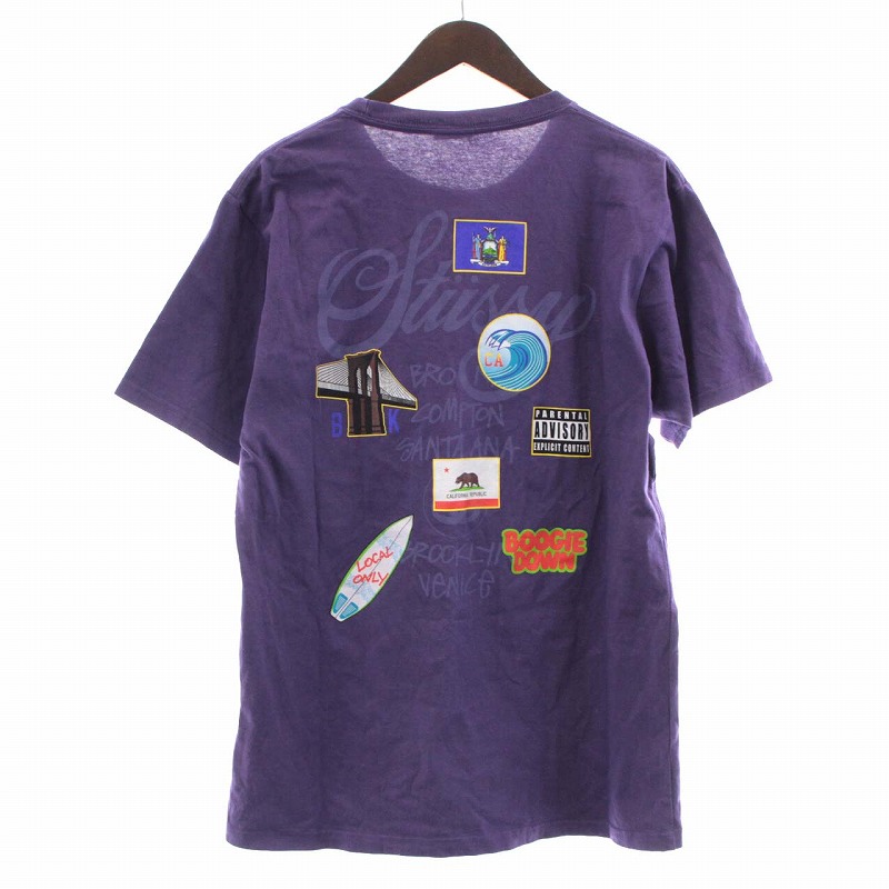 【PURPLE BLAND】ワードマークTシャツ 半袖 クラックルプリント ステューシー STUSSY Tシャツ カットソー 半袖 バックプリント