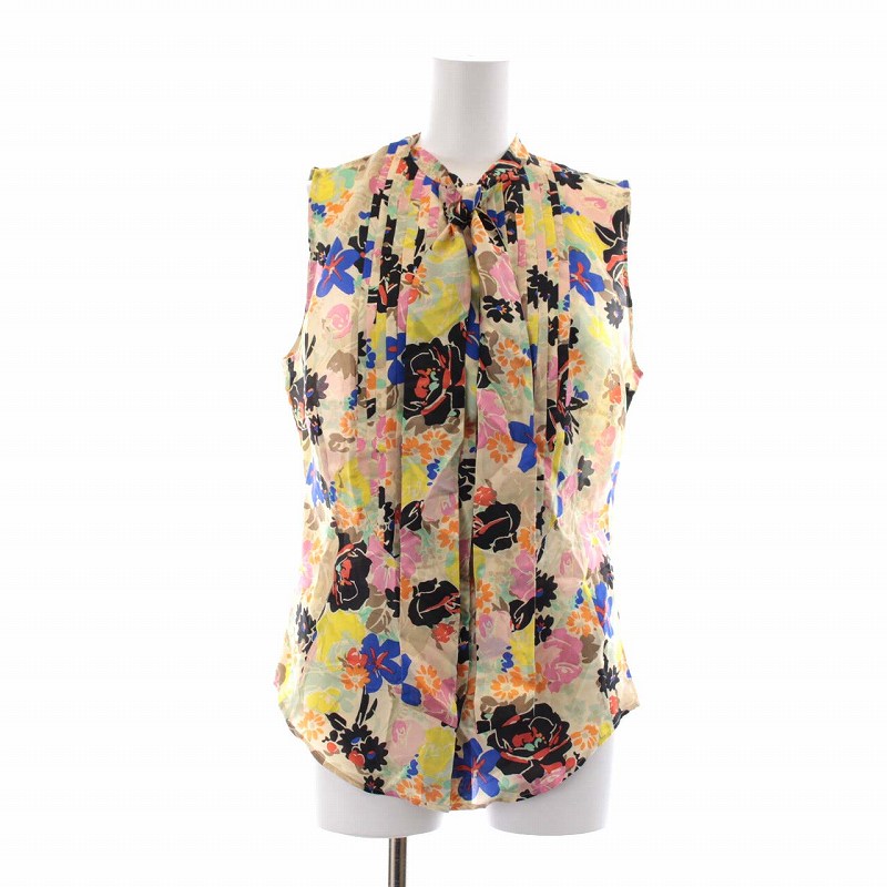 ポールスミス PAUL SMITH ノースリーブブラウス シャツ ボウタイ 花柄 