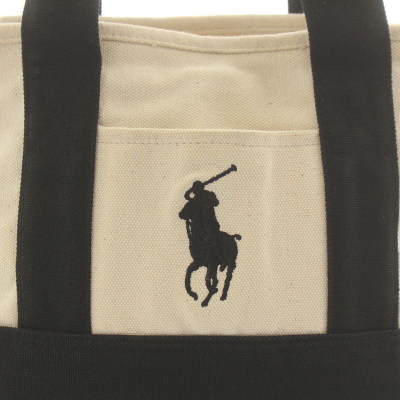 ポロラルフローレン トートバッグ ビッグポニー 刺繍 ビッグロゴ ブラック 黒 RALPH LAUREN / ラルフローレン ビッグポニー刺繍 コットン