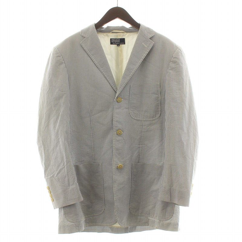 POLO ラルフローレン ストライプシアサッカー 3BテーラードジャケットXXL
