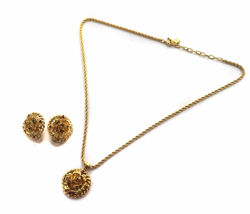 ニナリッチ NINA RICCI ヴィンテージ ネックレス イヤリング セット 花 
