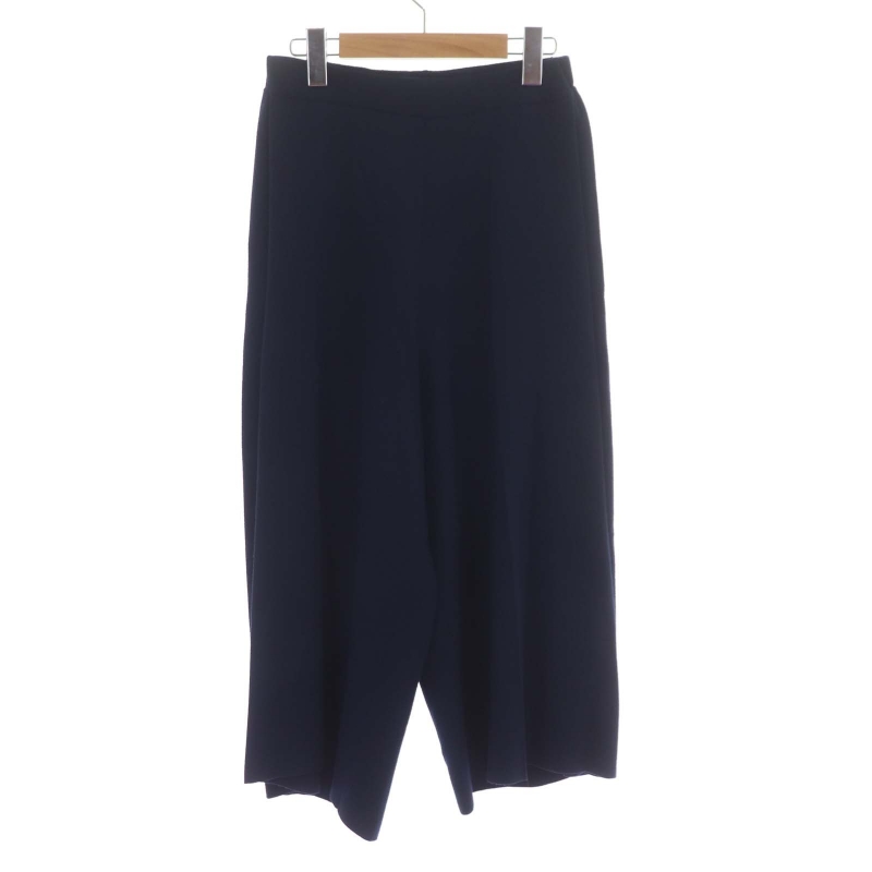 ランバンオンブルー LANVIN en Bleu ワイドパンツ ニットパンツ クロップド丈 38 M 紺 ネイビー /ST ■GY10 レディース