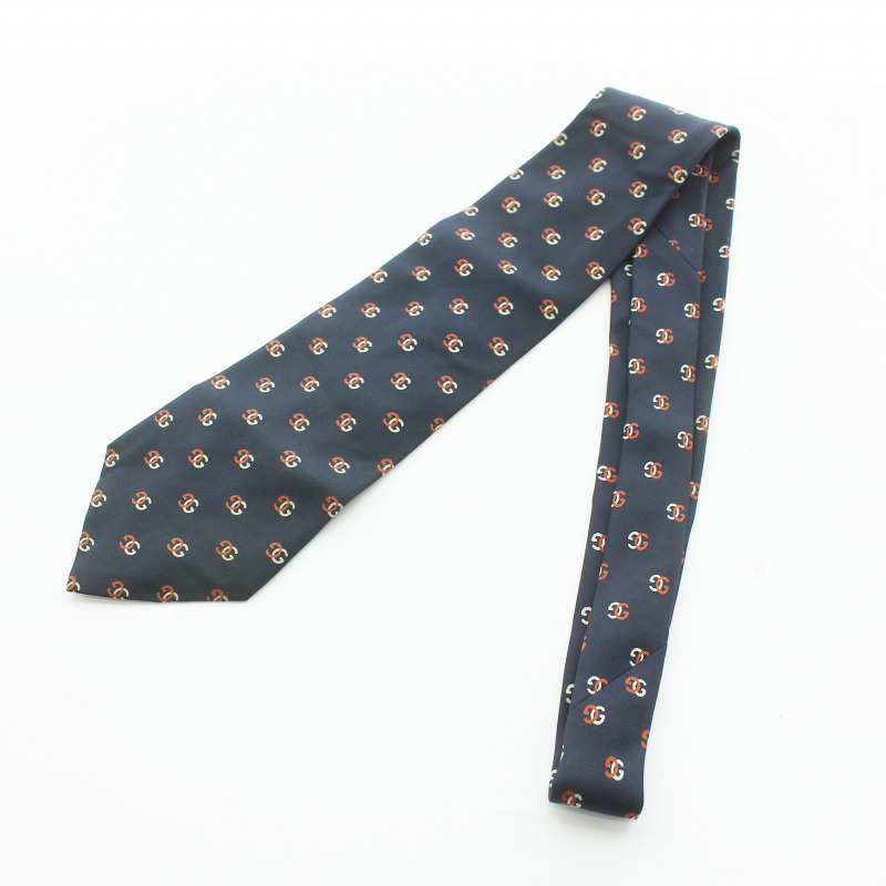 【美品】グッチ ネクタイ ネイビー 濃紺 総柄 Gロゴ GG柄 カシミヤ 高級 グッチ GUCCI ネクタイ レギュラータイ マーモント GG ロゴ ハート 総