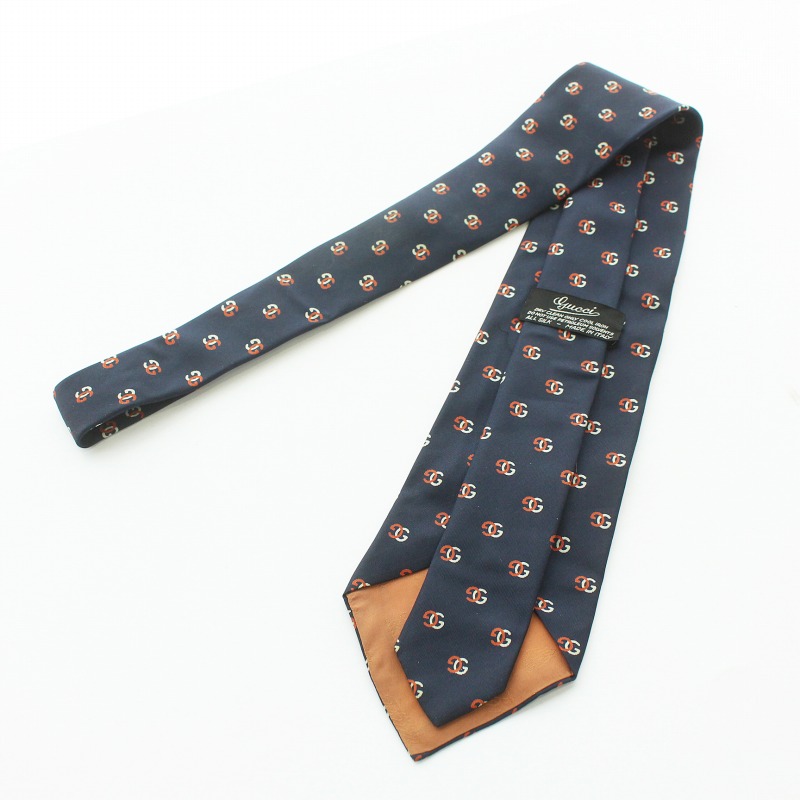 グッチ GUCCI ネクタイ 総柄 GGロゴ 絹 シルク 紺 ネイビー /OT9