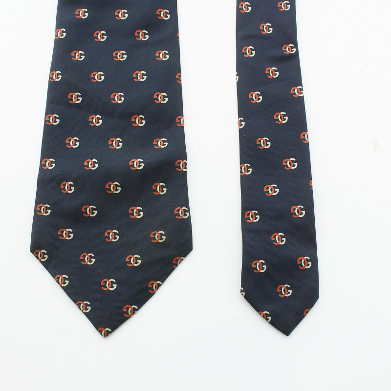 【美品】グッチ ネクタイ ネイビー 濃紺 総柄 Gロゴ GG柄 カシミヤ 高級 グッチ GUCCI ネクタイ レギュラータイ マーモント GG ロゴ ハート 総
