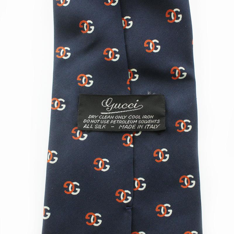【美品】グッチ ネクタイ ネイビー 濃紺 総柄 Gロゴ GG柄 カシミヤ 高級 グッチ GUCCI ネクタイ レギュラータイ マーモント GG ロゴ ハート 総