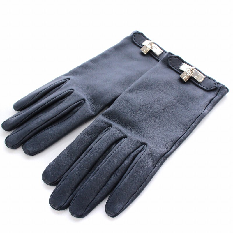 エルメス HERMES ソヤ SOYA ケリー 手袋 ラムレザー 羊革 絹 シルク  