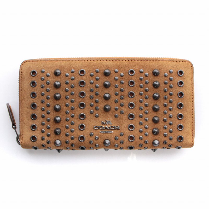 コーチ COACH 長財布 スタッズ ジッピーウォレット ラウンドファスナー 