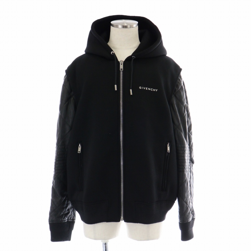 ジバンシィ GIVENCHY 19AW ネオプレン＆レザー フードジャケット 