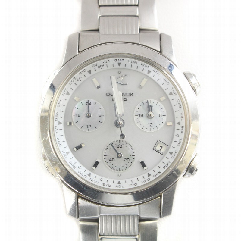 カシオ CASIO oceanus OCW-10 腕時計 クロノグラフ デイト シェル文字 