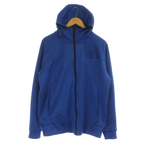 オークリー OAKLEY パーカー ジップアップ プリント 刺繍 L 青 ブルー