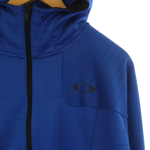 オークリー OAKLEY パーカー ジップアップ プリント 刺繍 L 青 ブルー